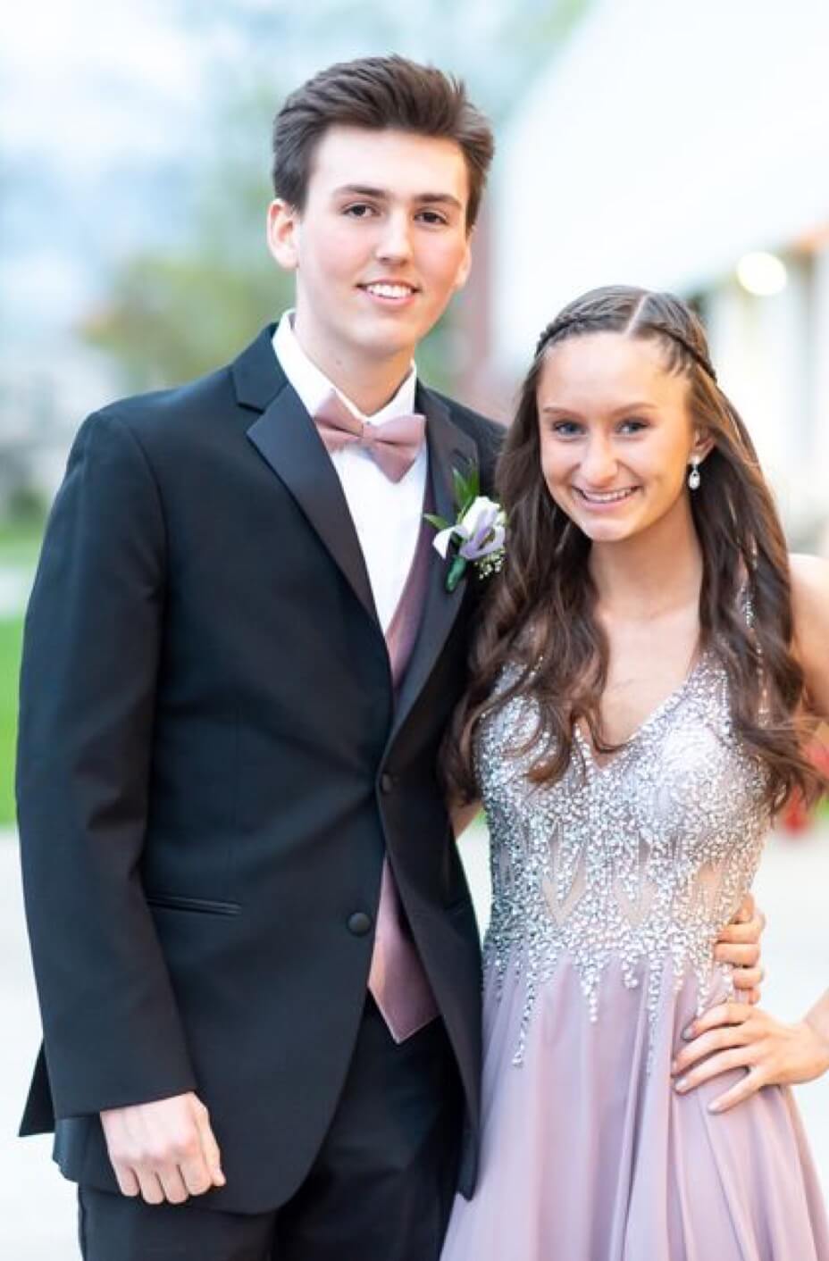 Girl and boy in evening clothing