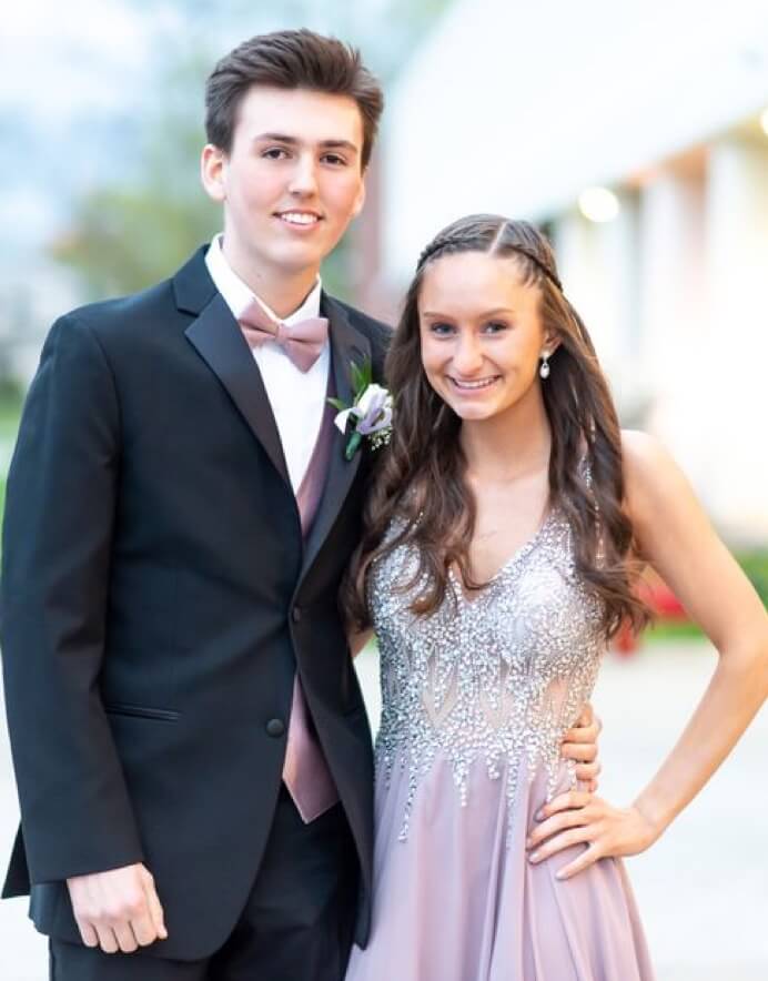 Girl and boy in evening clothing